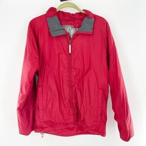 Burton Red Nylon Full Zip Lightweight Mens Jacket Small Drawstring Hem Pockets a